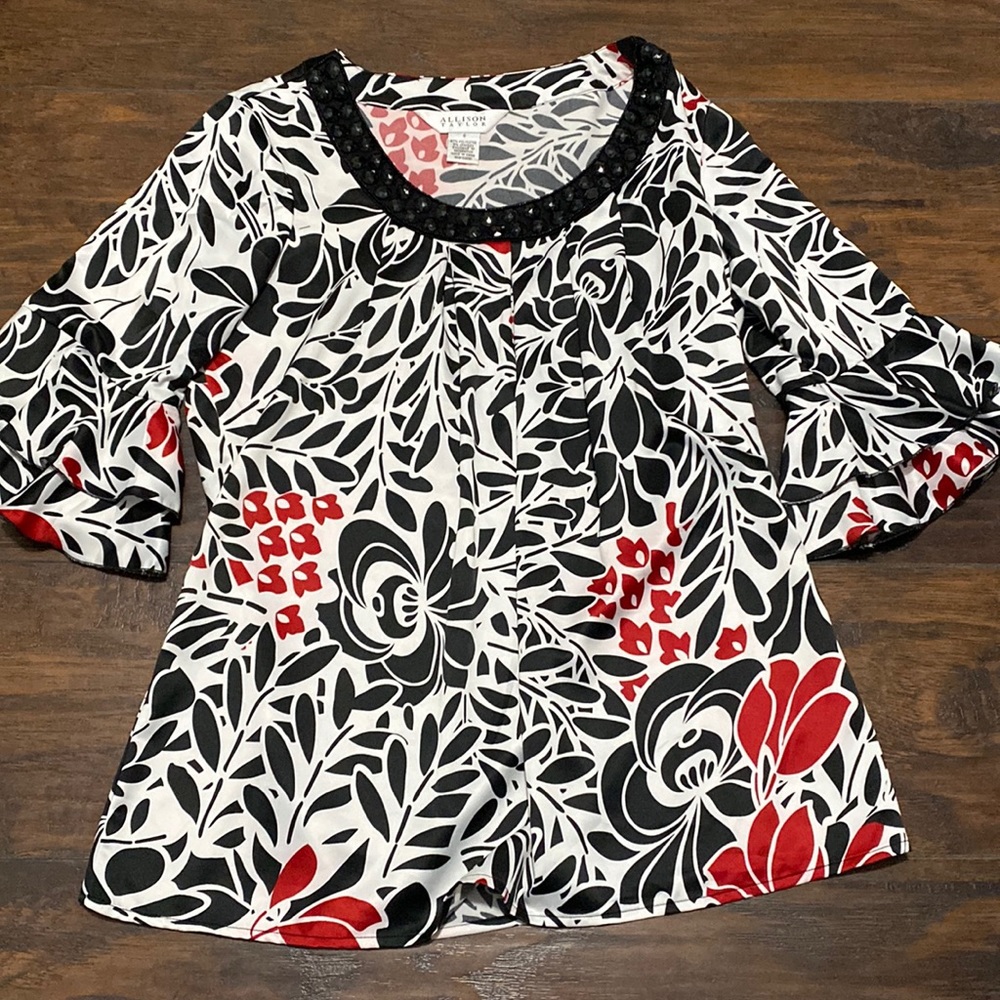 Allison Taylor beaded bell sleeve top S